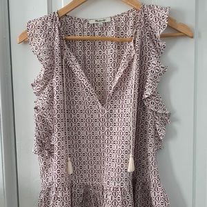 Madewell Silk Red White Ikat Print S